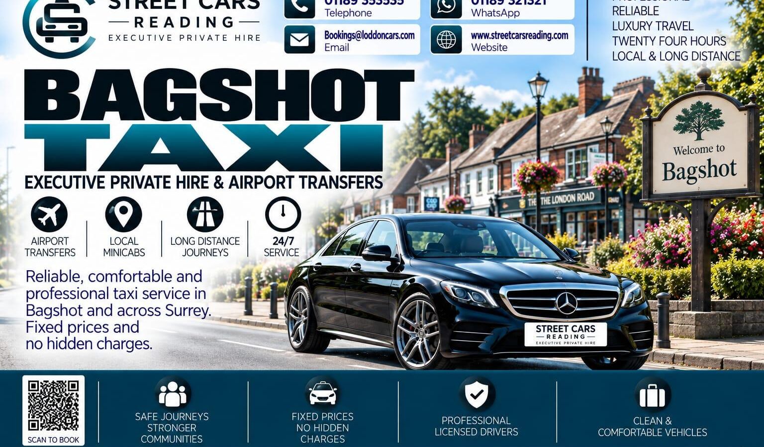 Bagshot Taxi Street Cars Reading