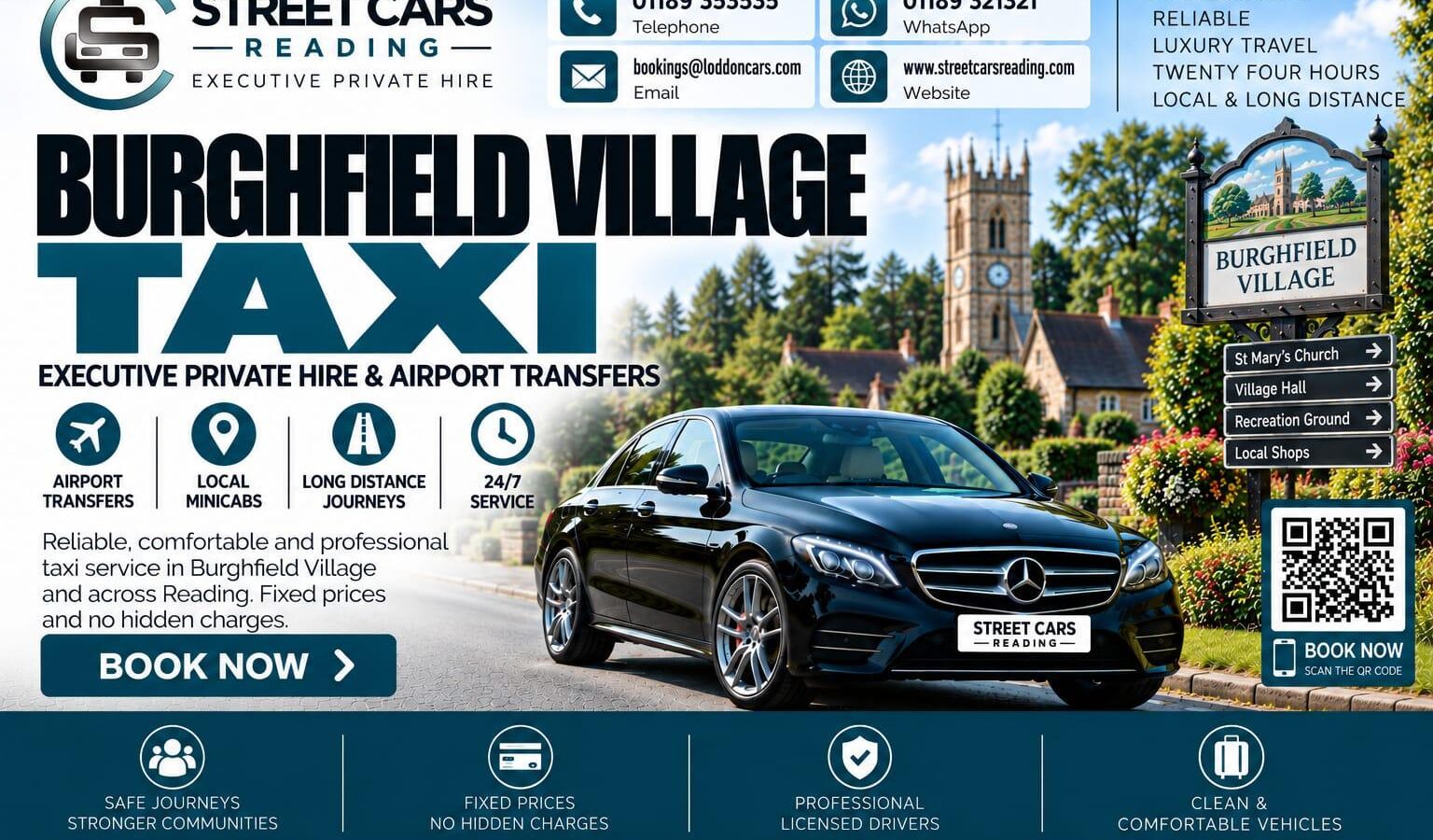 Burghfield Village Taxi Street Cars Reading