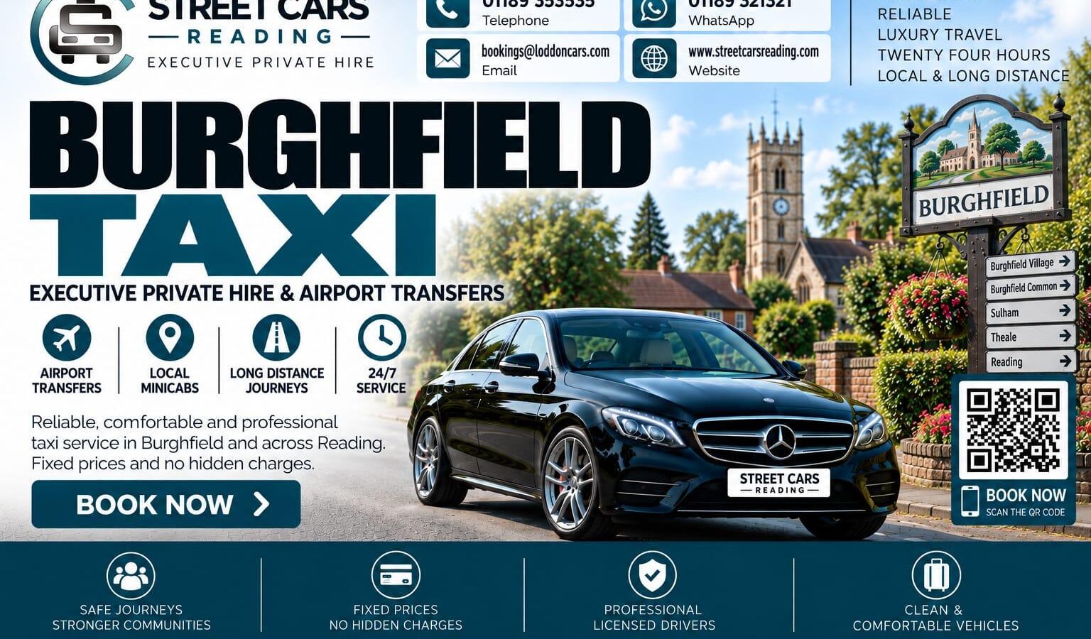 Burghfield Taxi Street Cars Reading