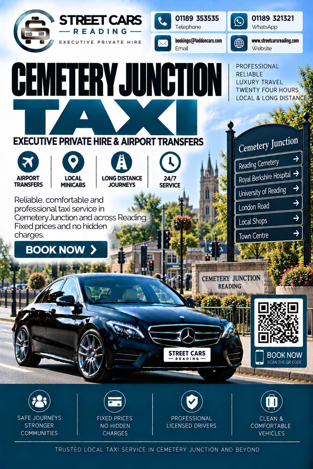 Cemetery Junction taxi service in Reading Berkshire