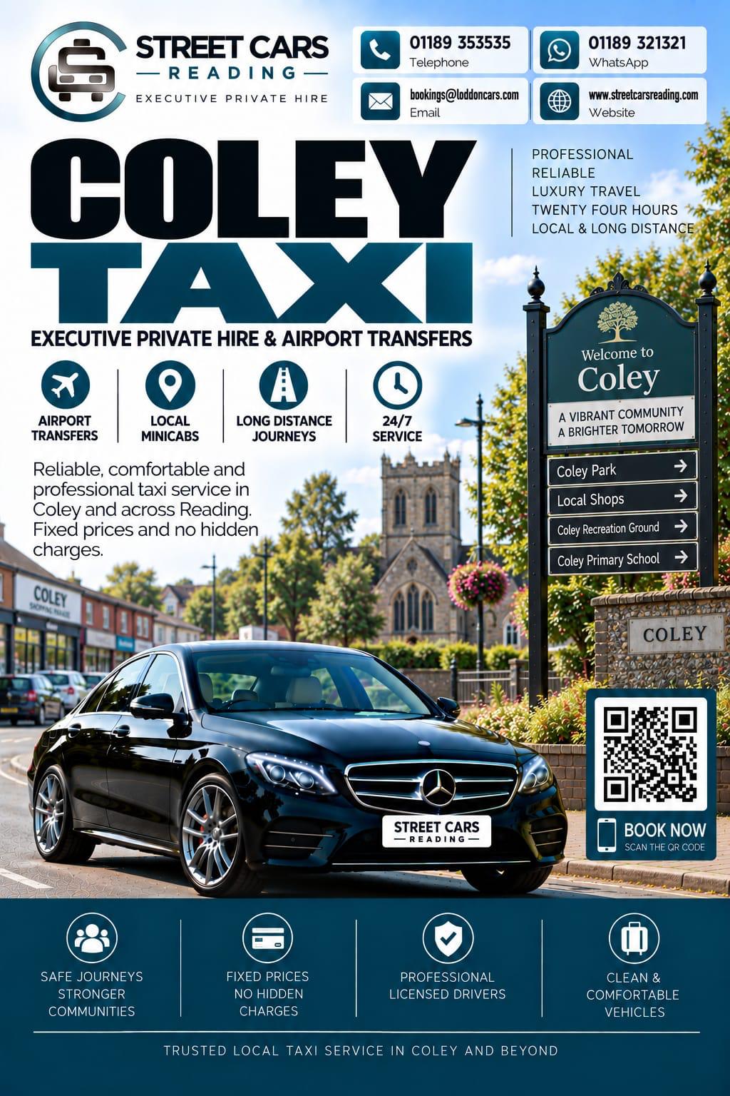 Coley taxi service in Reading Berkshire