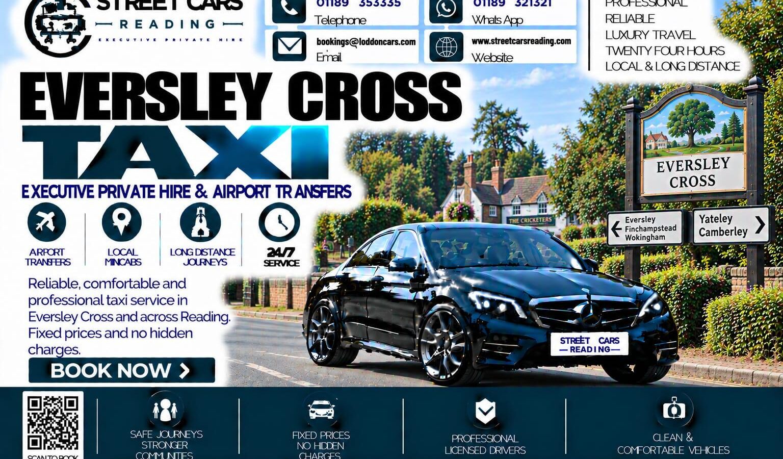 Eversley Cross Taxi Street Cars Reading
