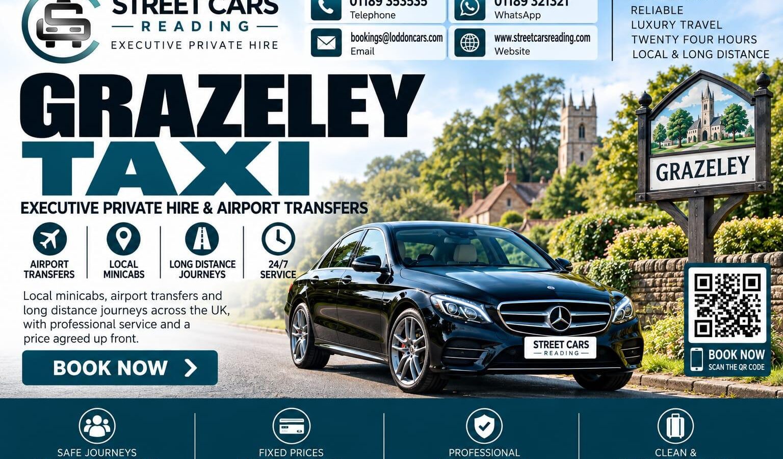Grazeley Taxi Street Cars Reading