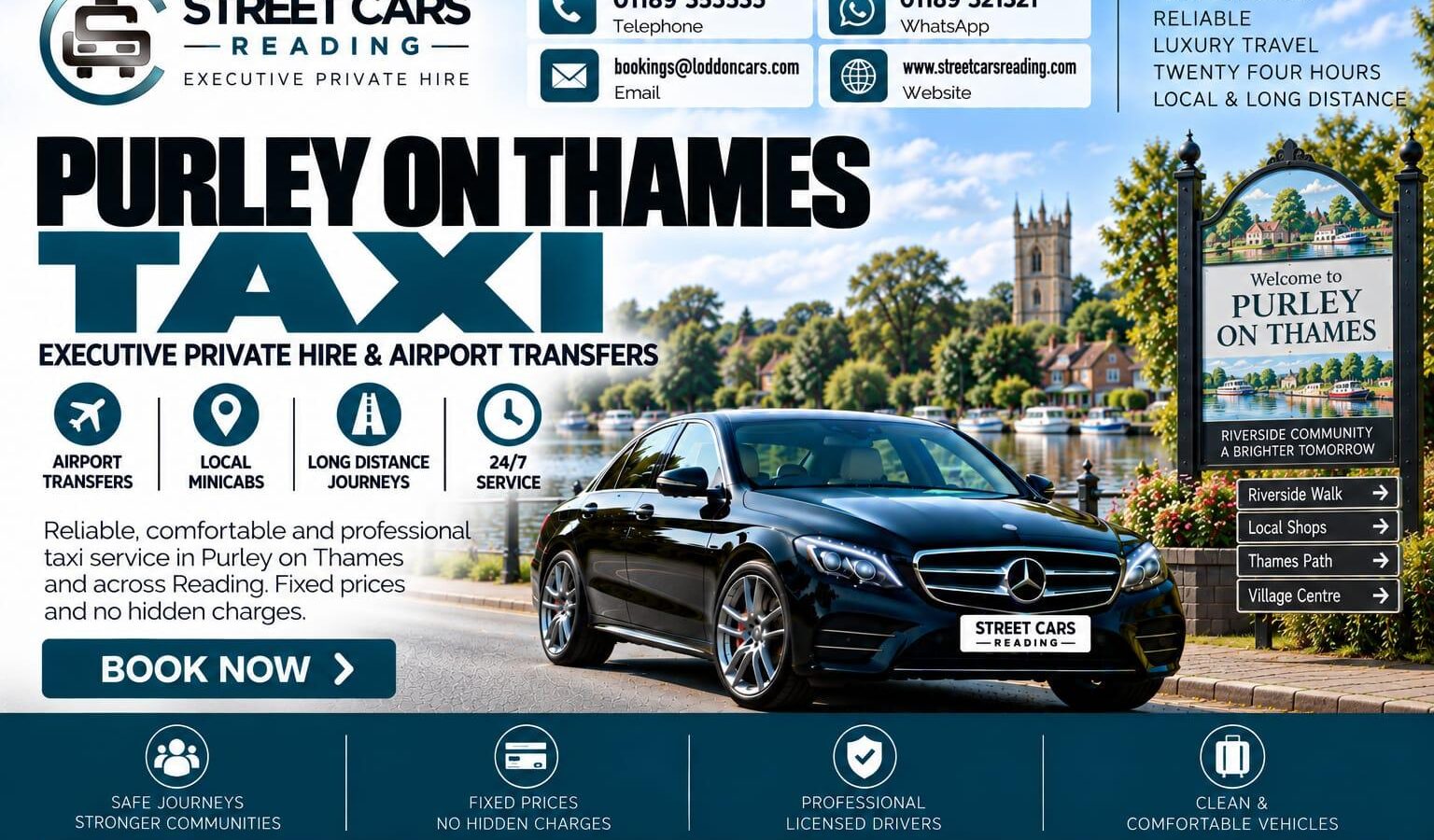 Purley on Thames Taxi Street Cars Reading