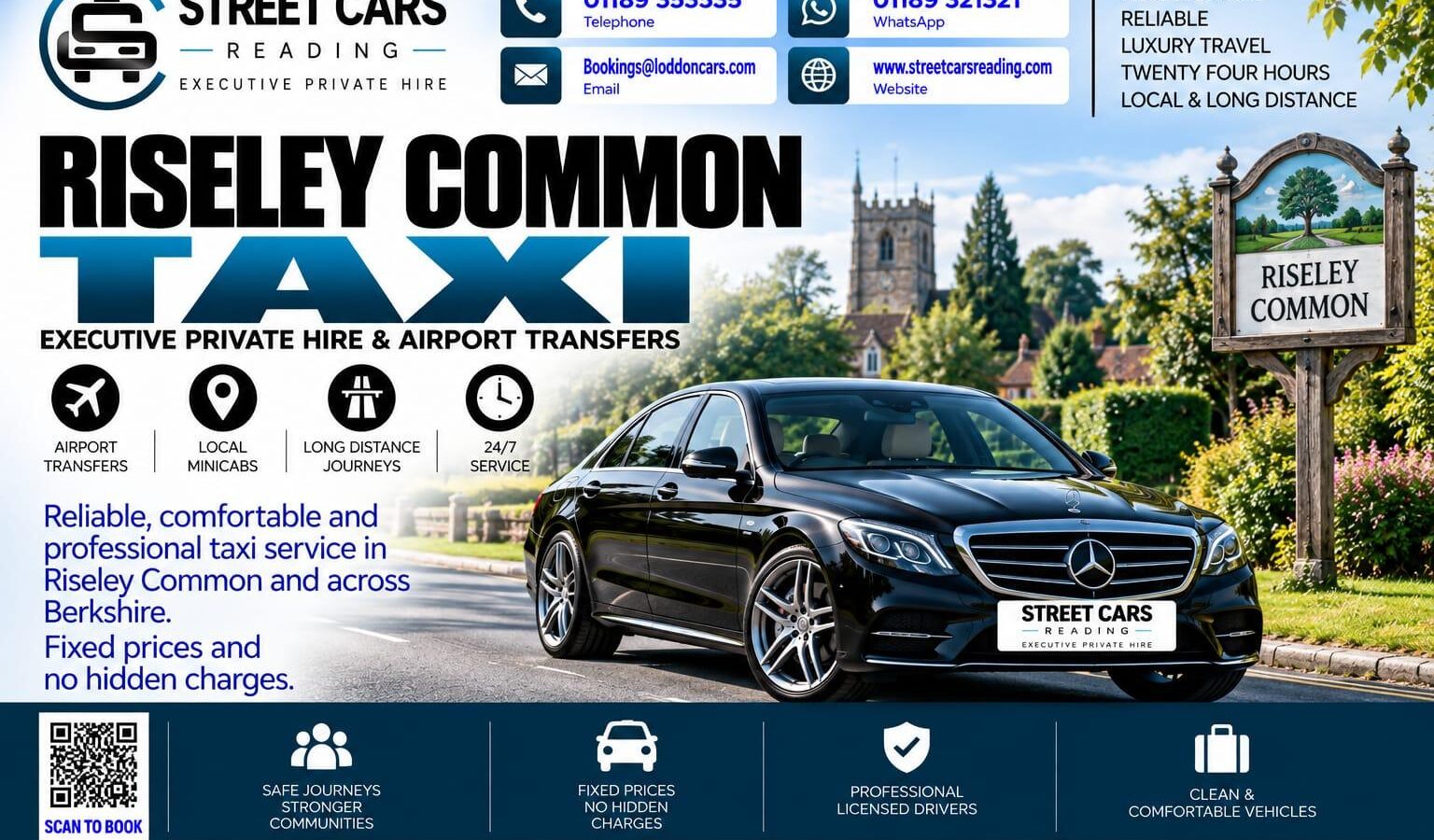 Riseley Common Taxi Street Cars Reading